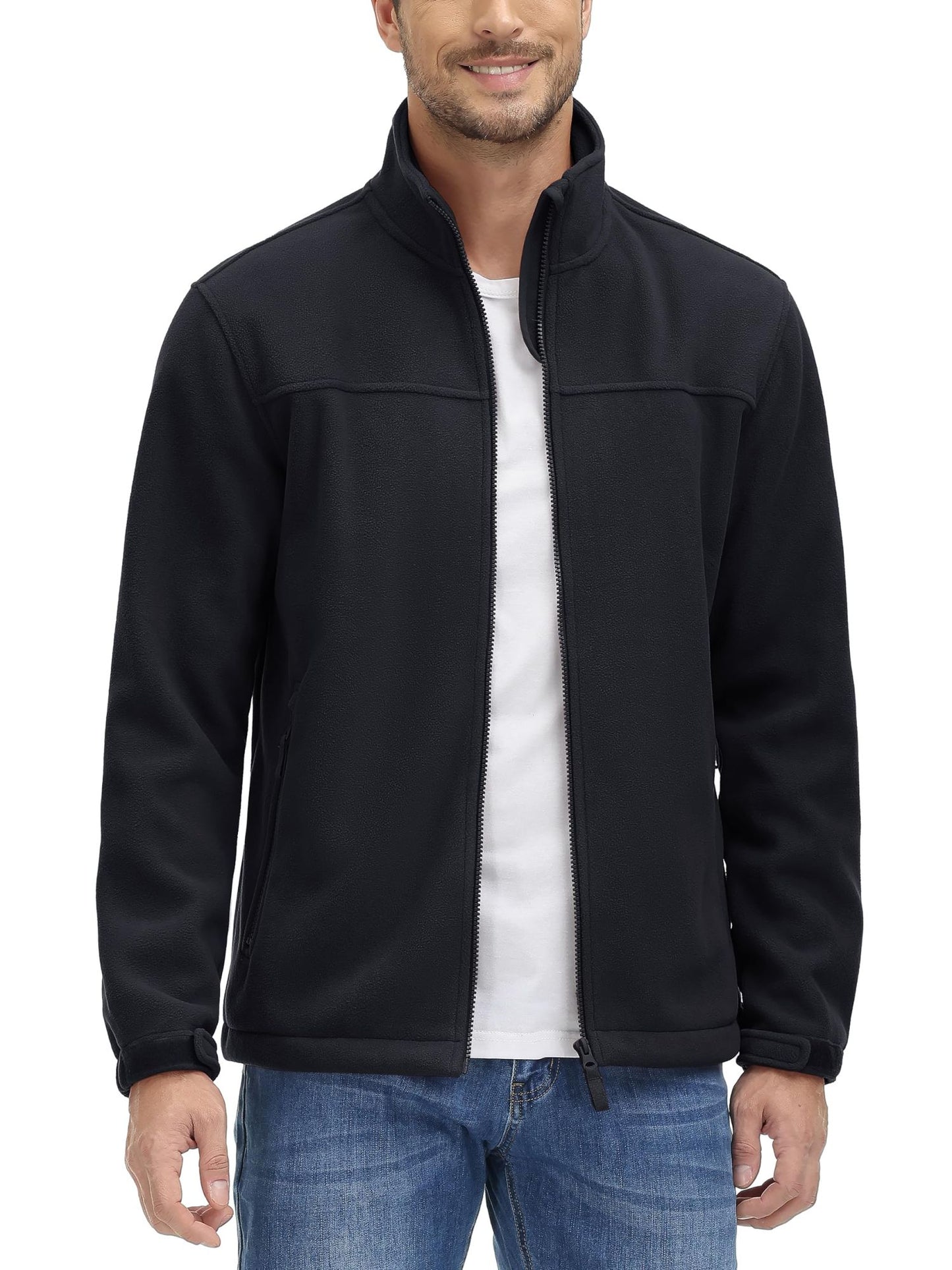 TACVASEN Winter Windproof Fleece Jackets Full Zip Mens Winter Jacket Multi-Pockets Work Coats Hiking Windbreaker Climbing Parka