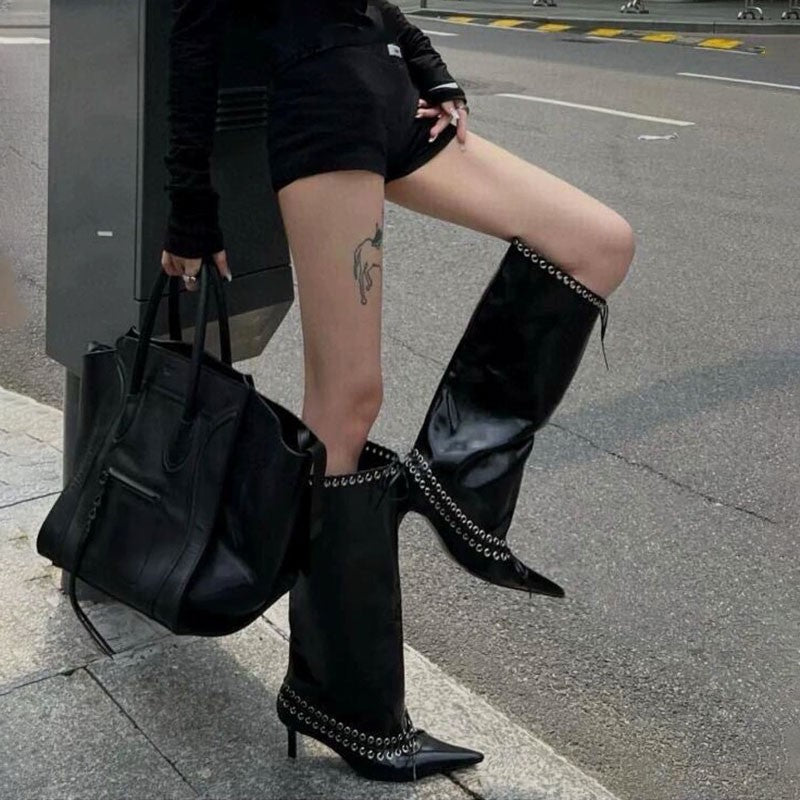 6.5 cm Heel Short Boots Pointed Fashionable Buckle Fashion Versatile Cool Women Boots Women Shoes Ladies Shoes Botas De Mujer