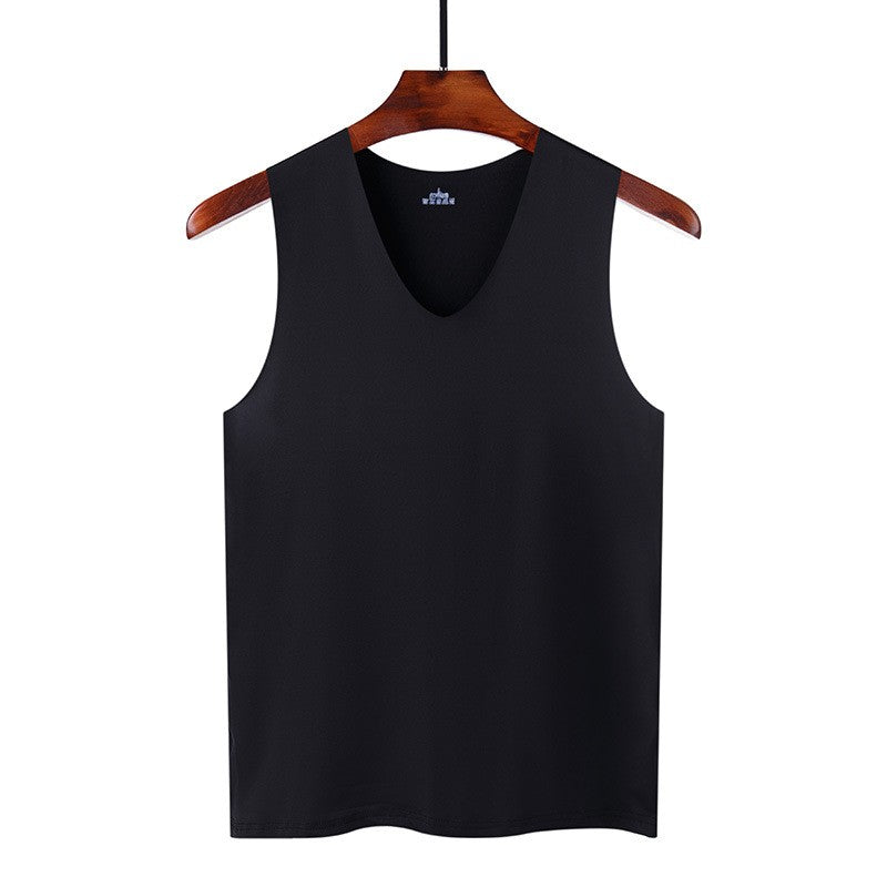 Summer Men's Non-Marking Ice Silk Undershirt Men's Slim Sports Fitness Cross-Body Bottoming Sleeveless Breathable Comfortable