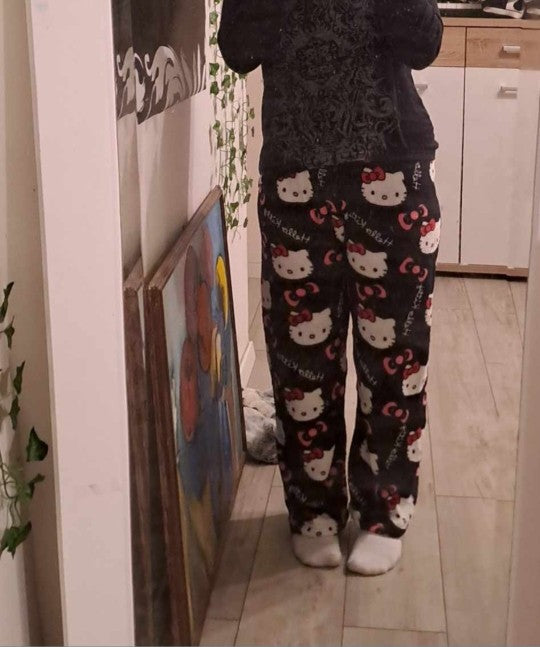 Calças de Pijama Hello Kitty Y2K Calças de Pijama Femininas Sanrio Anime Calças de Dormir para Casal de Desenho Animado Calças de Casa Roupa de Lazer para Casa