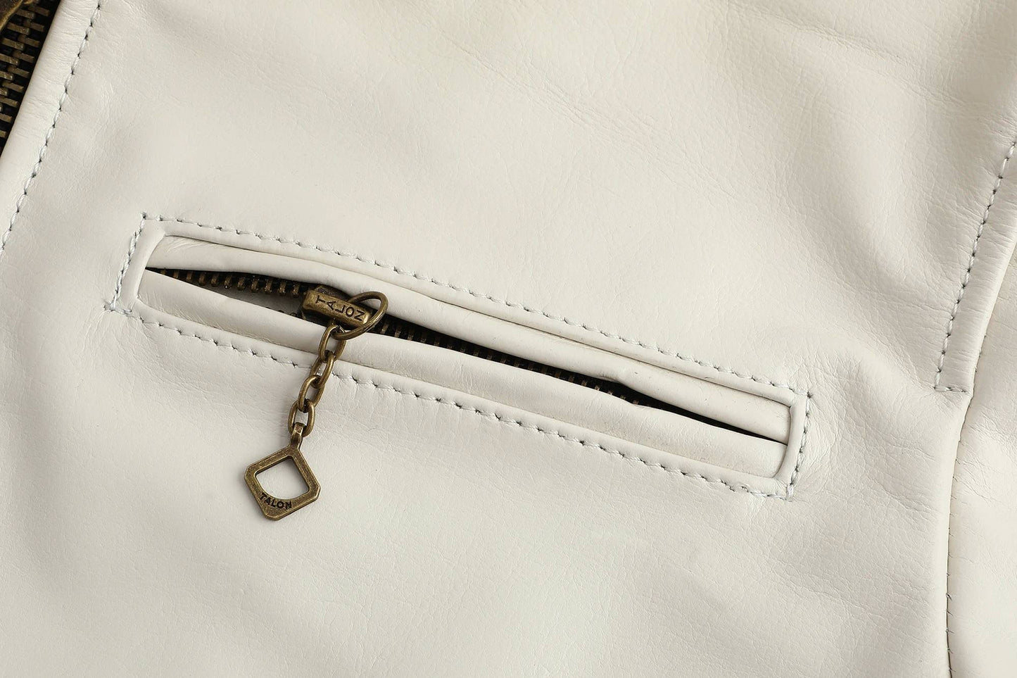 Men's Genuine Leather Jacket White Lapel Calfskin Jacket Natural Cowhide Men's Coat Slim Fit Top Layer Cowhide Biker Jacket