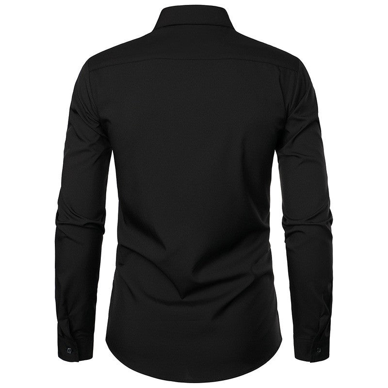 New 2025 Men's Long Sleeve Tuxedo Shirts Fashion Party Wedding Male Dress Shirts Ruffle Pleated Design Solid Shirt Chemise Homme