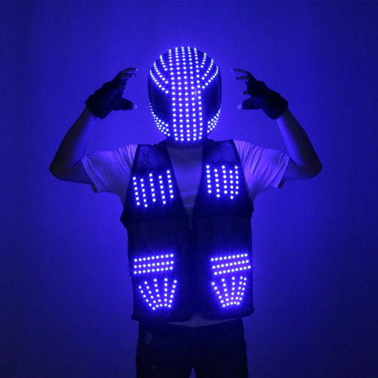 LED Robot Suit Stage Dance Costumes, Light Up Jacket, Strobe Luminous Clothing, Christmas and Halloween Party