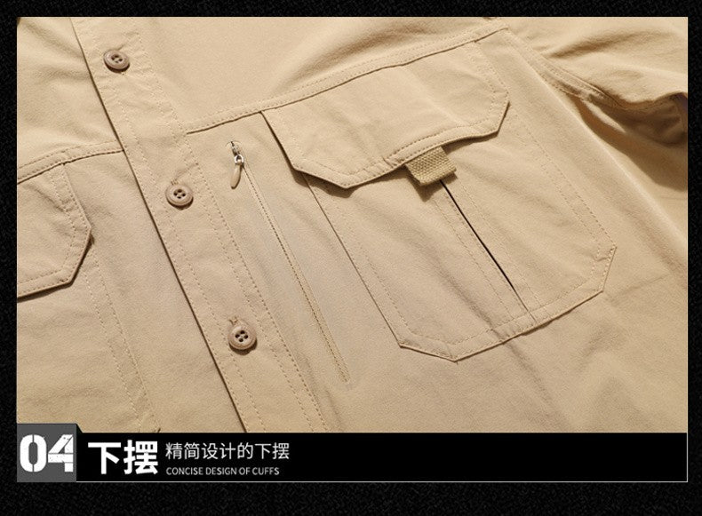 Spring Autumn Men's Shirts Tactical Work Long Sleeve Shirt Tops Outdoor Casual Multi-pocket Camp Hike Cargo Long-sleeved Shirts
