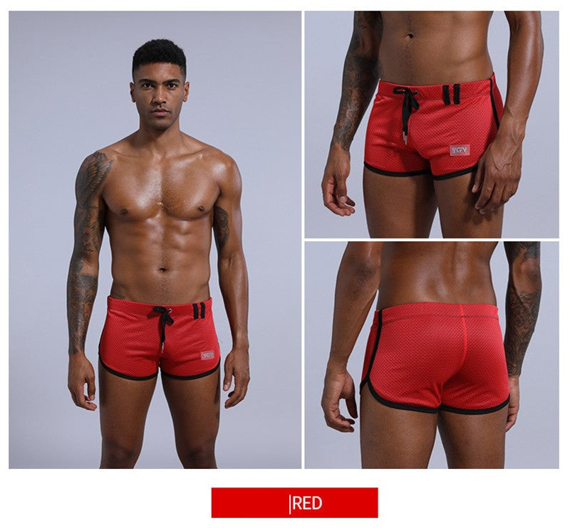 Brand Designer Men's Mesh Beathable Home Flat Pants Boxer Underwear Aro pants Breathable Pure Loose Fitting Underpants For Male