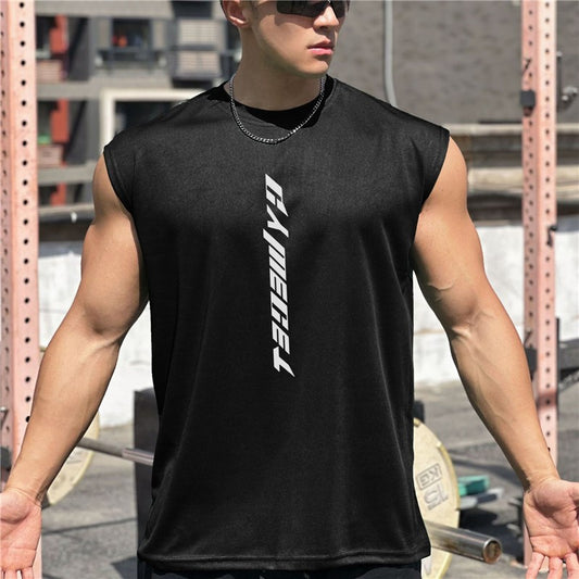Mens Gym Tank top Man Fitness Sleeveless Shirt Male Mesh Breathable Fitness Sports Vest Undershirt Gyms Running Vest Men
