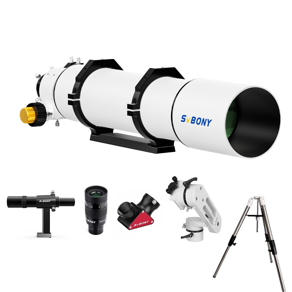 Conjunto de Telescópio Refrator Acromático Svbony SV48P 102mm para Fotografia e Observação Astronômica de Céu Profundo