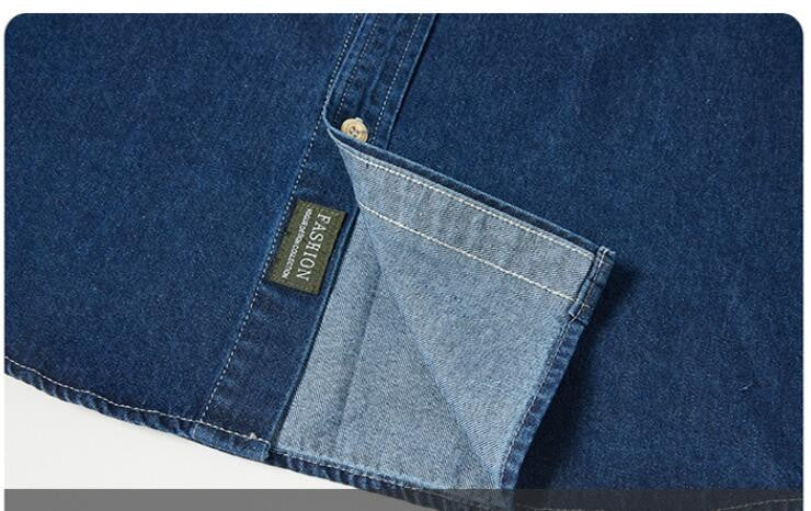 Men Long Sleeved Casual Denim Shirts High Quality Male Cotton Multi pockets Cargo Shirts New Spring Man Fashion Jeans Shirts 5XL