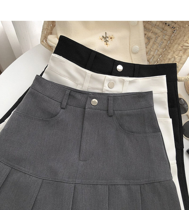 Y2K Vintage High Waist Pleated Skirt Women College Style Uniforms Safety Pants M