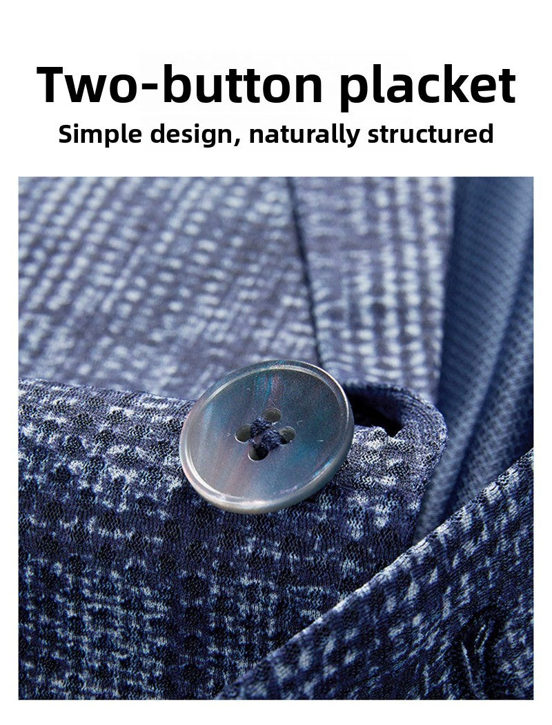 High-End Lightweight Knitted Me Qui-Dry Casual Men's Summer Thin Suit Jaet Busin Gentleman Sle round Hemline Long ...