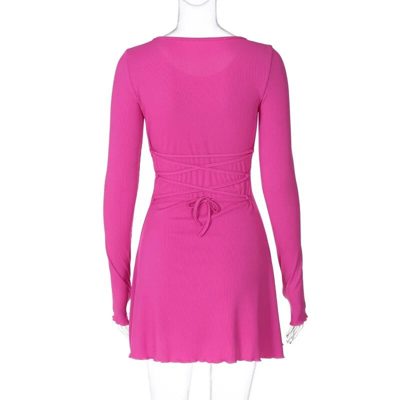Dulzura Women 2024 Spring Autumn Fashion Long Sleeve Knitted Streetwear Bodycon
