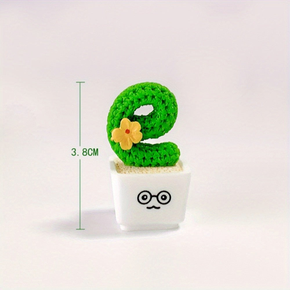 1 Set of 4, Resin Succulent Cactus Mini Green Plant Car Office Home Living Room Crafts Creative Small Fresh Cactus Decoration