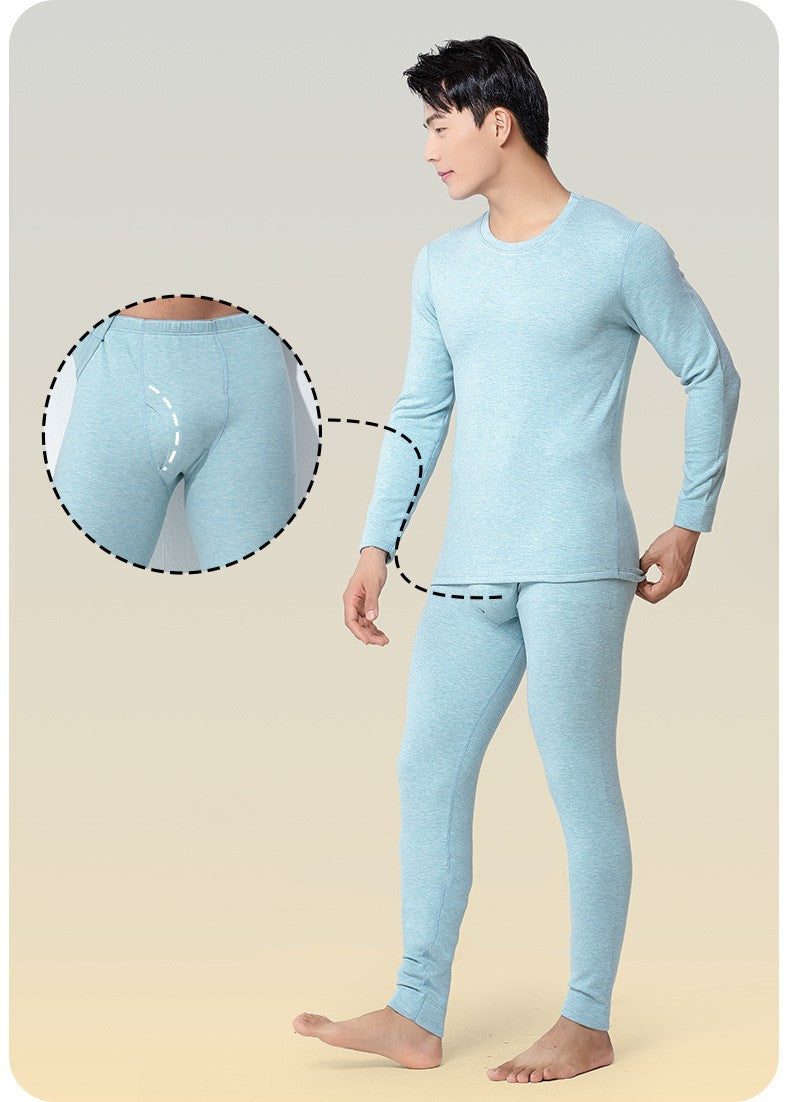6760 Autumn Winter Keep Warm Slim Underwear Tops Pants For Men Good Quality Mulberry Silk Fleece Thicken Simple Male Sets Gift