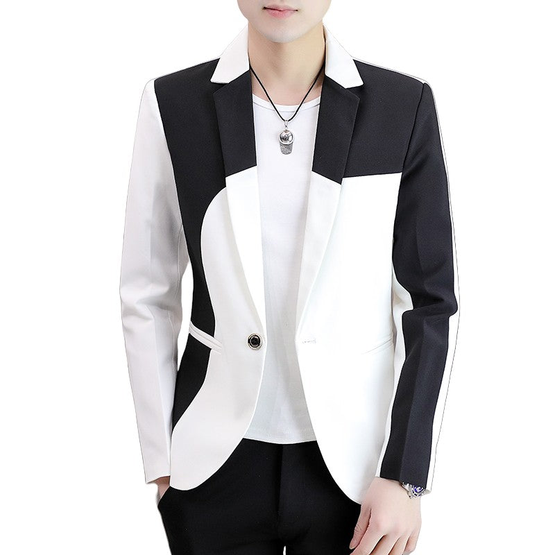 Blazer Men's Fashion Gentleman Business Outdoor Travel Color Matching Wedding Slim-fit Korean Trend Handsome Youth Casual Blazer