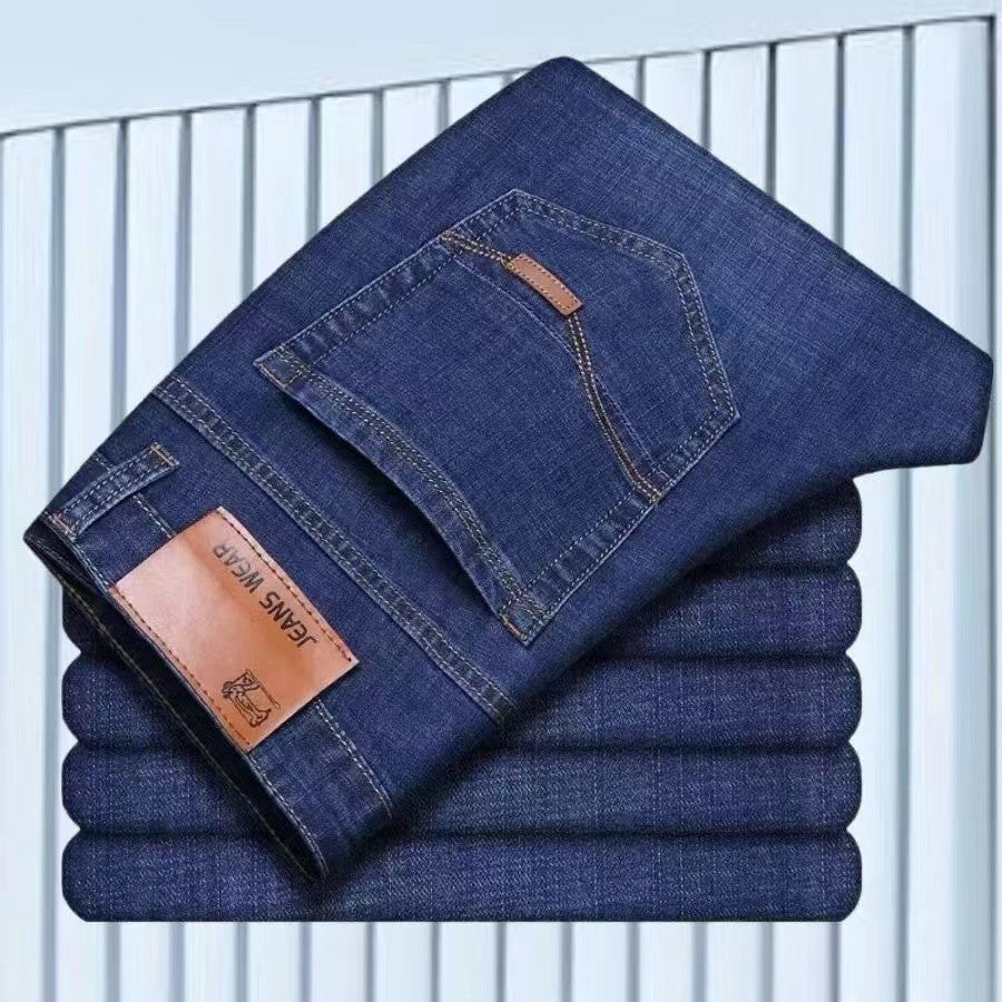 2025 NOVOS Jeans Masculinos da Moda Business Estilo Clássico Casual Elástico Slim Calça Jeans Marca Masculina Calças Jeans Preto Azul