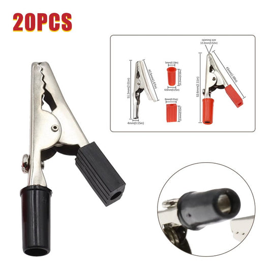 Electrician Wire Clips Insulated Crocodile Clip Plastic Handle Cable Lead Test Charging Clamp Metal Crocodile Clamp 53mm 20 Pcs
