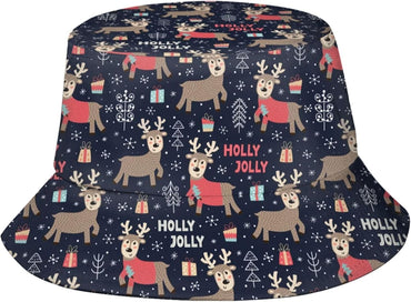 Funny Christmas Bucket Hat New Year Fisherman Hat for Women Men Packable Outdoor Travel Beach Sun Cap