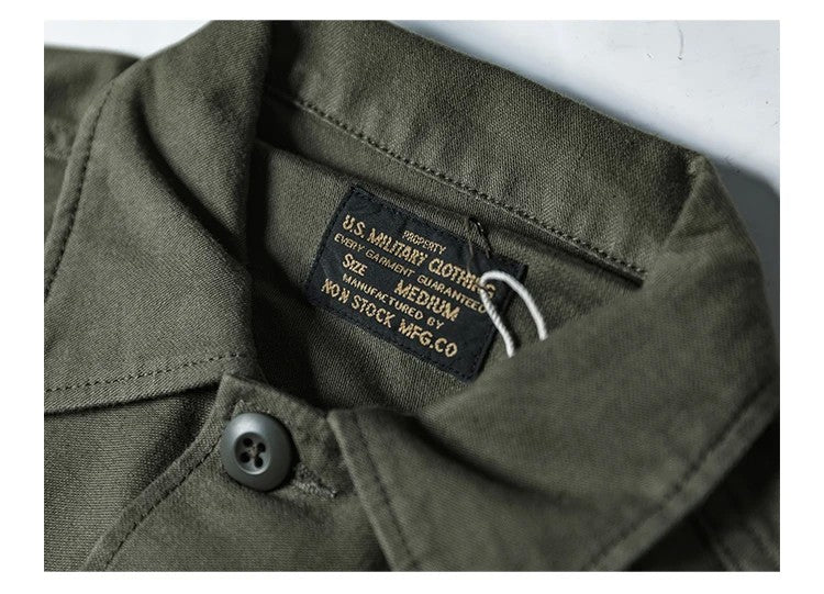 NON STOCK OG-107 Vietnam War Long Sleeve Shirt Cotton Satin Military Style Overshirt