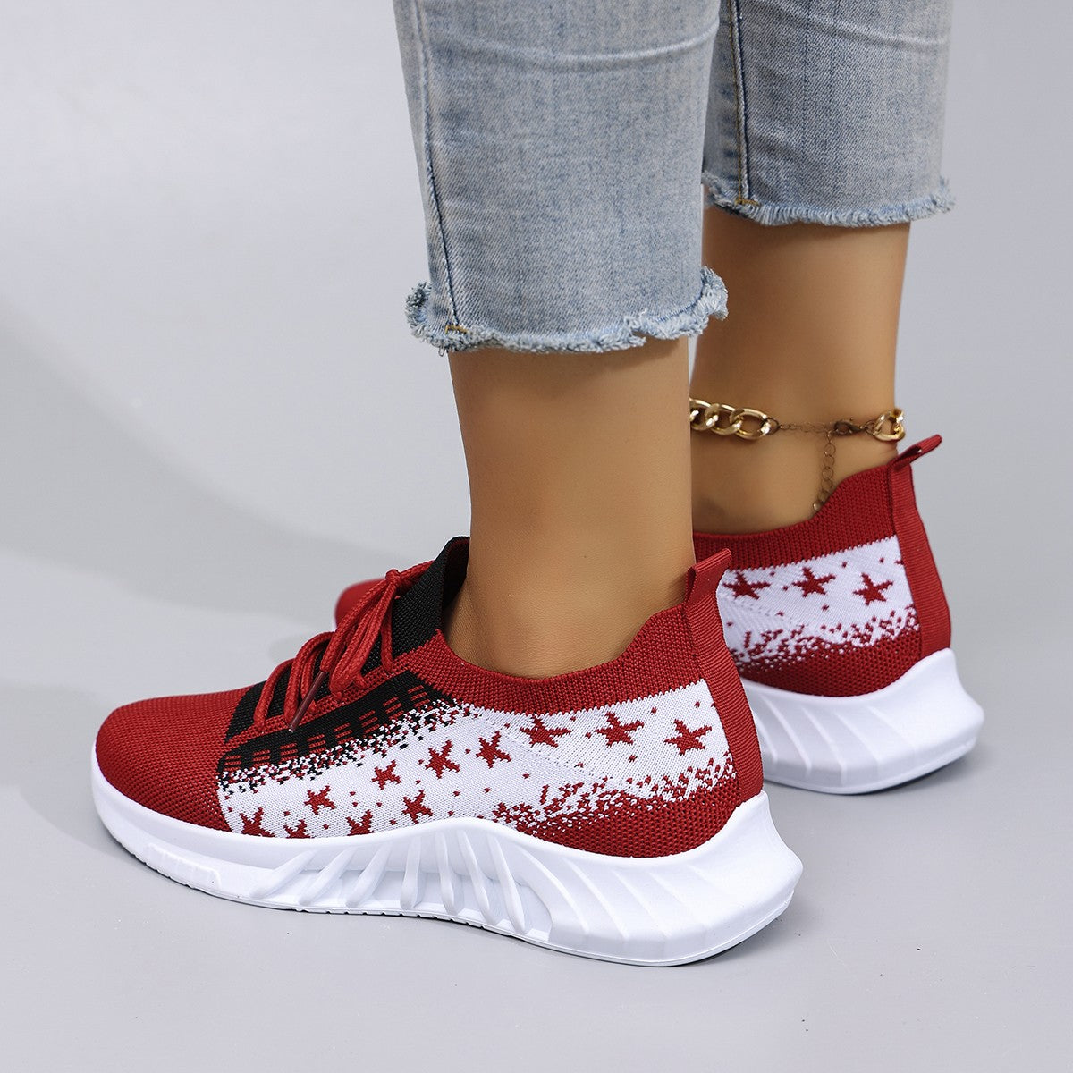 Spring and Autumn New Women's Casual Lace up Comfortable, Breathable, Lightweight and Wear-Resistant Sports Shoes