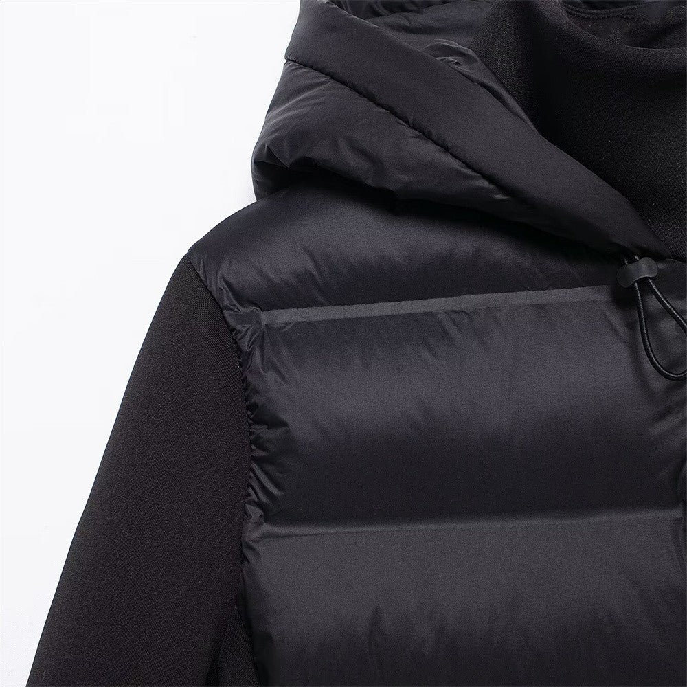 UNIZERA slim fit zipper hooded short warm jacket autumn and winter new product long sleeved solid color women's cotton jacket