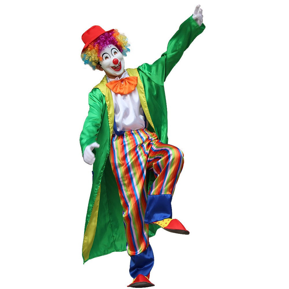 Adults Funny Clown Costumes ,Joker Cosplay Suits for Men,Magician Performance Fancy Outfits?just Clothes,no Prop Wig/Mask/Shoes