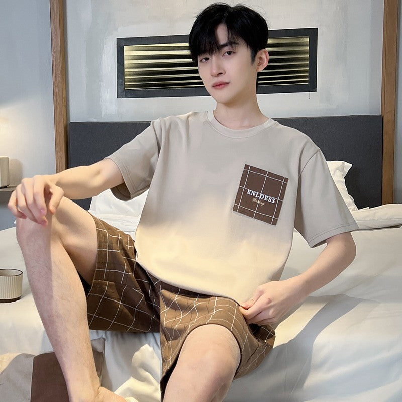 Cotton Summer Thin Men's Pajamas Set Plus Size Short Sleep Tops Pant Sleepwear Suit Male Home Suit Homewear Casual Pyjamas