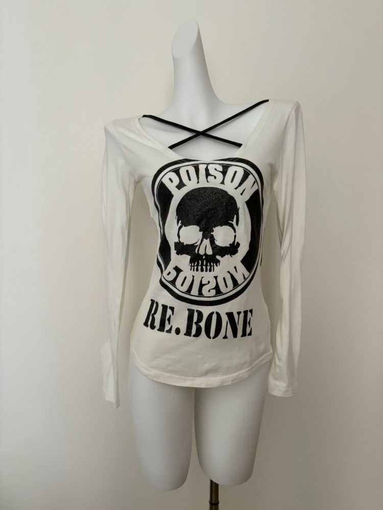 Vintage Aesthetic Fashion Long Sleeve Women T-shirt Gothic Punk Vintage Slim Fit Y2k Tops Harajuku Casual 200s Grunge Print Tees