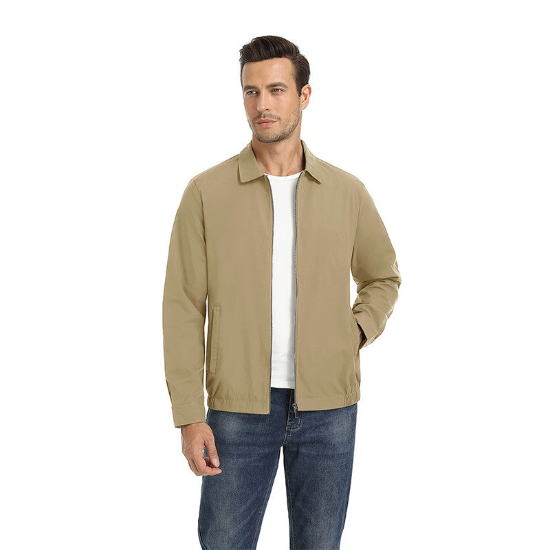 MAGCOMSEN Men's Zip-Front Golf Jacket Spring Summer Casual Jacket Solid Color Turn-down Collar Outerwear Hiking Fishing Travel