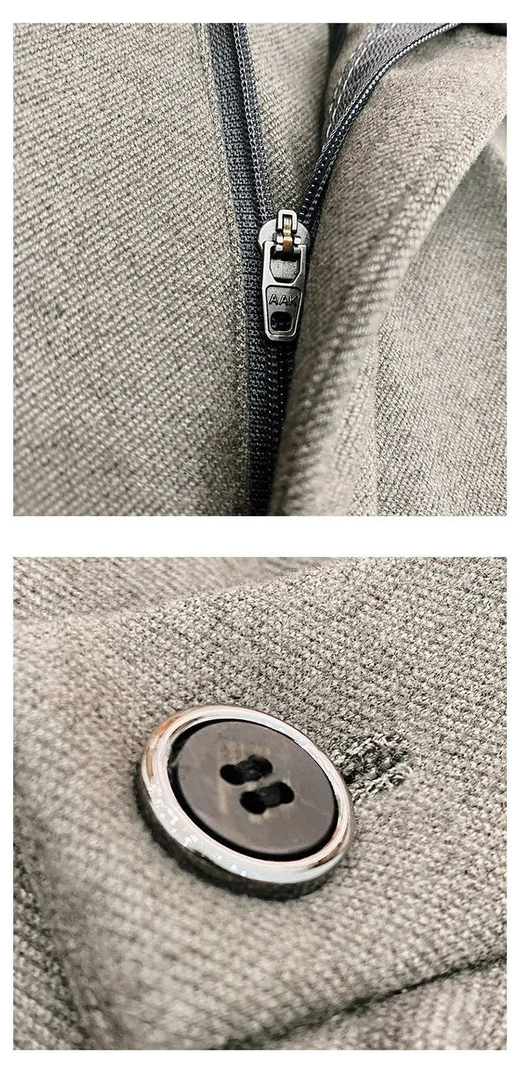 Autumn Winter Thickened Suit Pants Men Casual Slim Fit Straight Trousers Formal Business Woolen Cloth Social Office Dress Pants