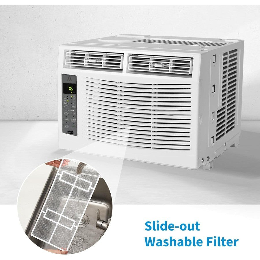 Ar Condicionado de Janela de 6000 BTU com Controle Inteligente Habilitado para WiFi e Operação Remota, Funcionalidade 3 em 1 de Ventilador e Desumidificador para Efic