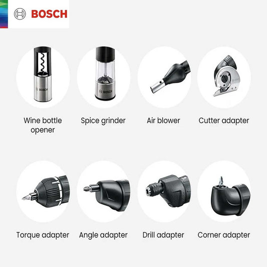 BOSCH IXO Accessories for IXO 7 Screwdriver Drill Drivers Torque Angle Corner Drill Cutter Adapter Spice Grinder Air Blower