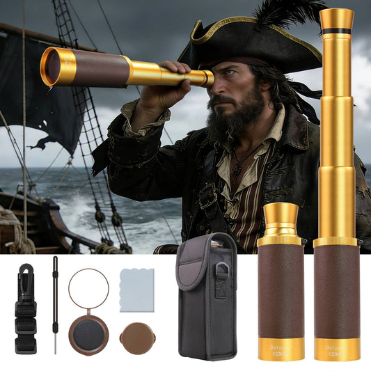 Datyson Metal Retro Pirate Series 12x43 Monocular Telescope 5D0008B Stretchable and Shrinkable