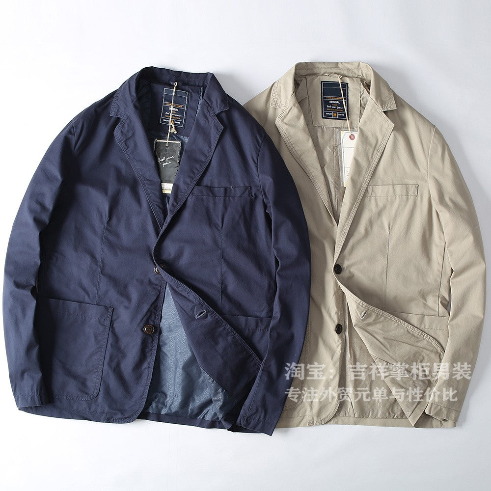 Turkey High Quality 100% Cotton Yarn Washed Breathable Autumn Men's Casual Blazer Suit Light Versatile Suit Coats Citboys Cool