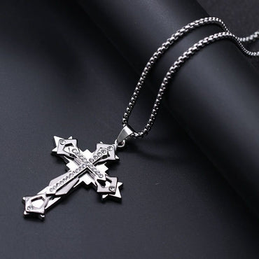 High Quality Cross Titanium Steel Non Fading Necklace Domineering and Trendy Men's hip hop Pendant Chain New Handsome Men Women