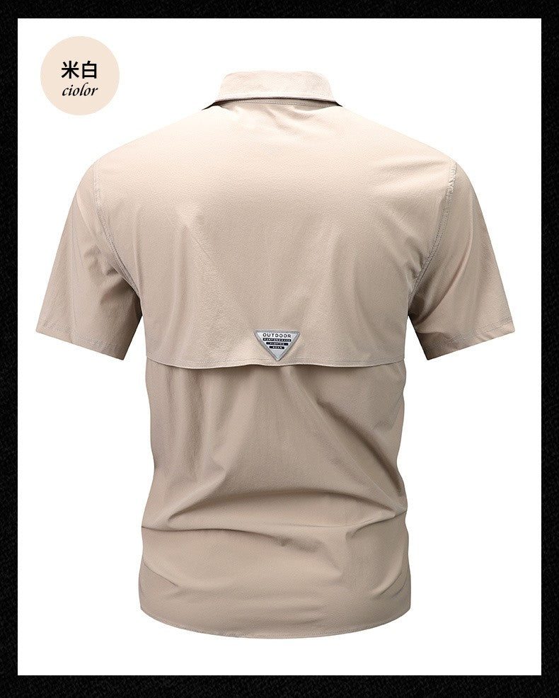Summer Men Short Sleeve Shirt Men Breathable Tactical Work Shirt Tops Outdoor Casual Quick Dry Multi-pocket Camping Cargo Shirts