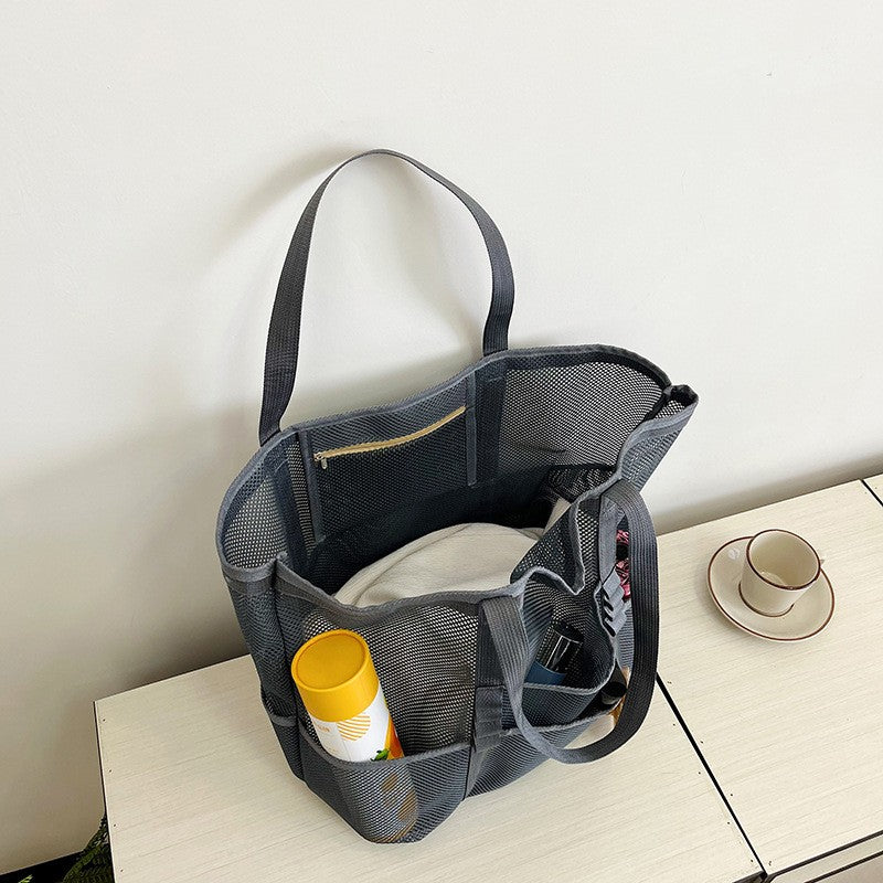 Foldable Lightweight Beach Bags Large Capacity Grocery Produce Tote Bag Beach Shoulder Bag Women's Casual Shopping Bags