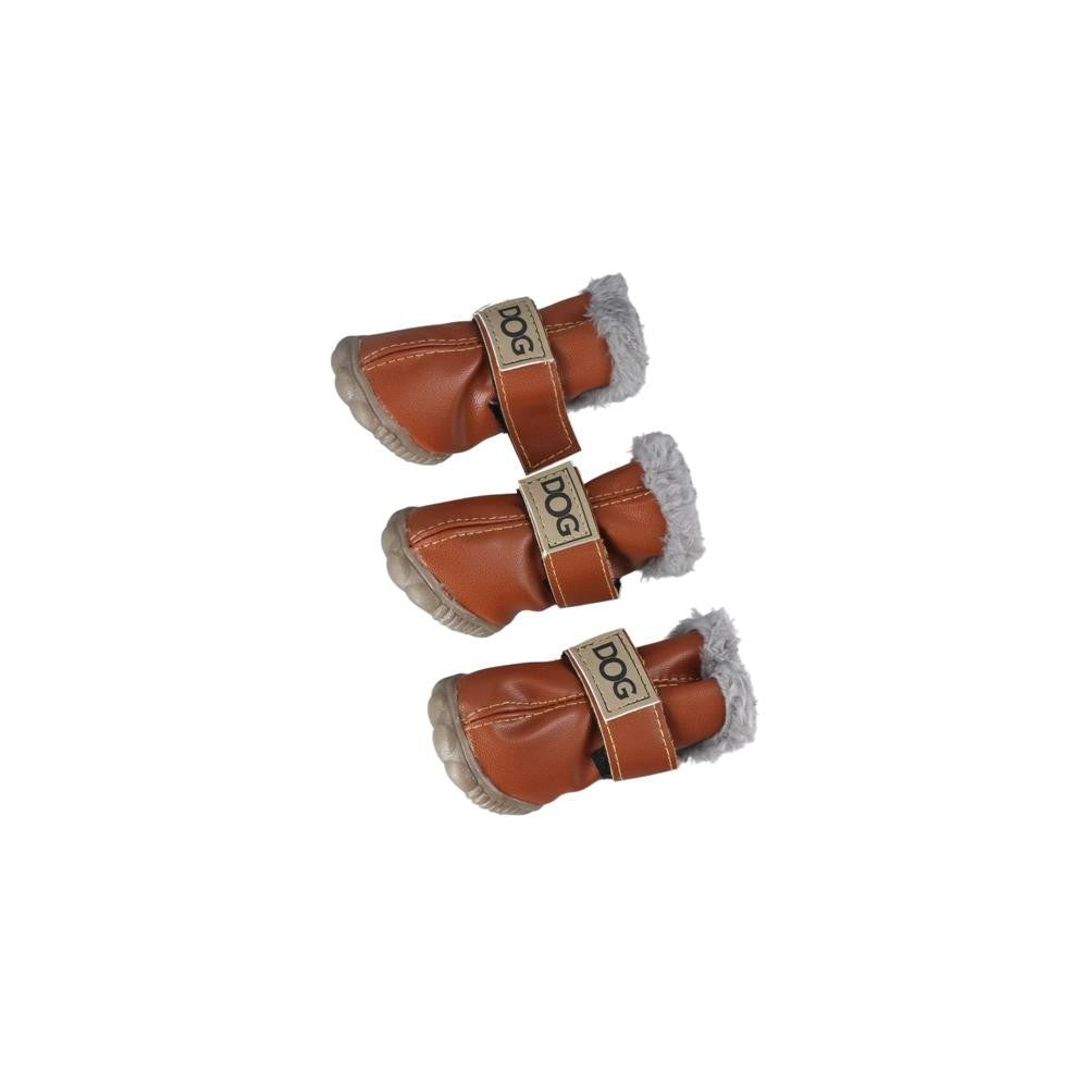Botas de Chuva Quentes para Cães, Botas de Neve Impermeáveis para Pets, Sapatos Macios de Inverno para Cães, Pelúcia/PU Antiderrapante para Chihuahua, 4 Peças/Conjunto