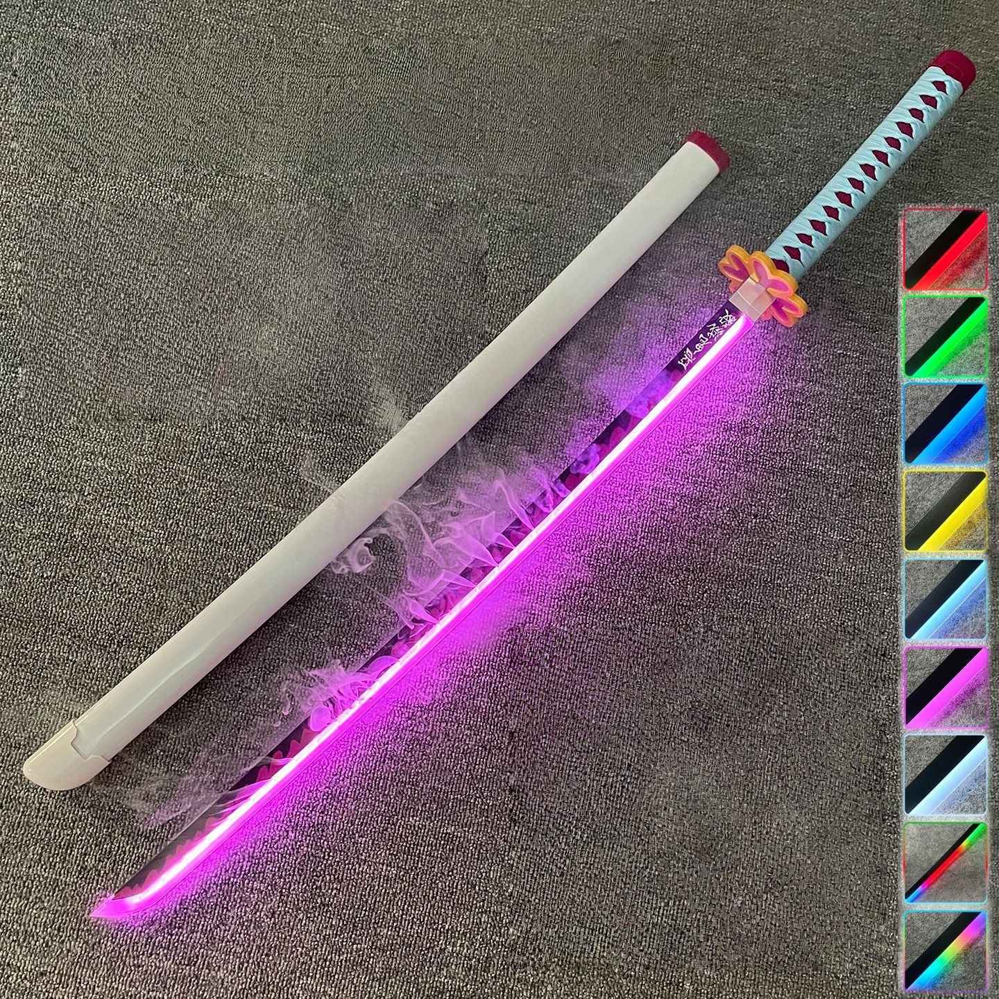 40inch Smoke Glow Demon Slayer Katana Muichirou Light Vapor Sword Anime Cosplay Real Japanese Katana Original Samurai Sabre Gift