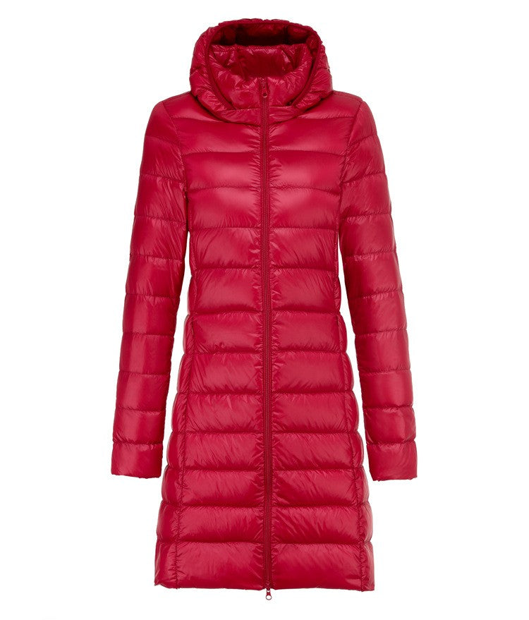 5XL 4XL Plus Long Down Jacket Women Winter Ultra Light Down Jacket Women With Hooded Down Coat Female Hat Detachable