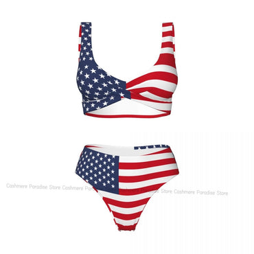 Usa Flag Women Bikini Set Swimsuit Push Up Female Swimwear Bathing Suit