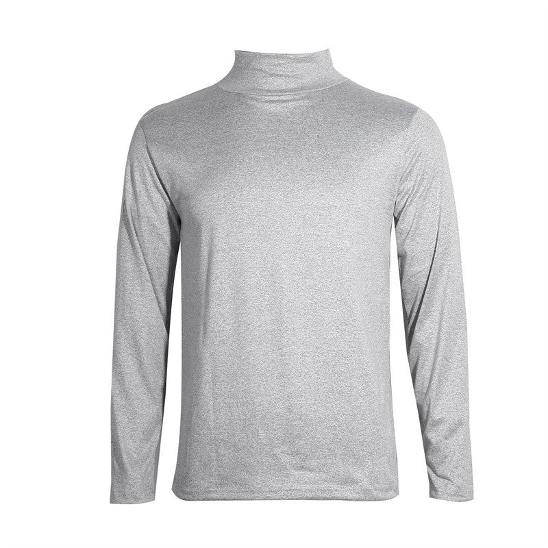 Men's Solid Color Turtleneck T-Shirt Spring Casual Long Sleeve Basic Bottoming Shirt Fashion Solid Color Slim-Fit Tops Plus Size