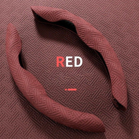 Embossed Napa leather steering wheel cover, anti-slip and sweat-absorbing handlebar cover, semi-covered protective cover