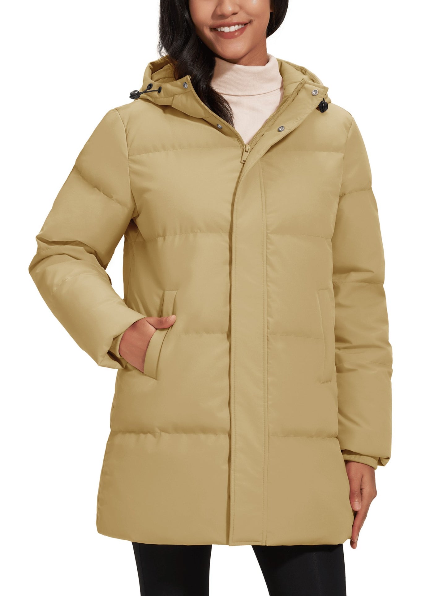 TACVASEN Winter Quilted Duck Feather Down Jackets Womens Padded Puffer Warm Hooded Long Coats Thermal Waterproof Thick Outerwear