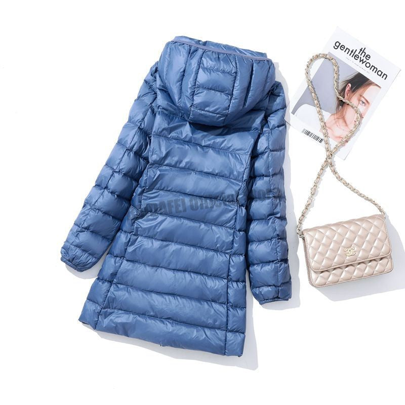 Oversized Womens Down Jackets 2023 New Arrivals  Autumn/Winter Female Long Slim Fit Hat Detachable  Skirt Coat Portable Outwear
