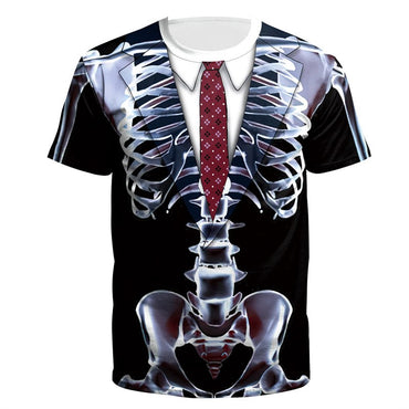 Halloween Skeleton T Shirt For Men Funny 3D Printed Tuxedo T-Shirt Cosplay Costume Suit Tie Tee Shirt Tops Kids Short Sleeves