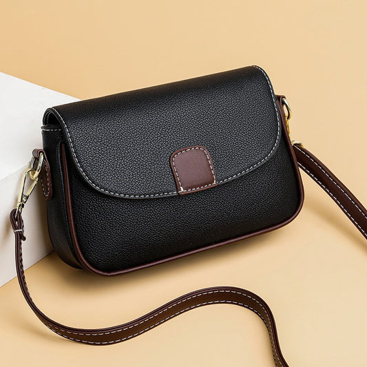 PU Leather Shoulder Bags For Women Fashion Flap Crossbody Messenger Bag Luxury Contrast Color Messenger Handbag Shopping Purse