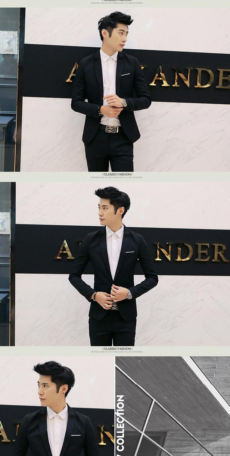 Summer Men's Casual Suit Fashion Business Office Trendy Non-ironing Anti-wrinkle Suit Jacket Solid Color Slim Fit Men's Suit