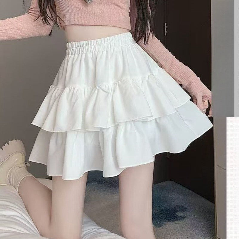 Mini Skirt Cute Sexy Balletcore Elastic High Waist Ball Gown Ruffle Patchwork Lo