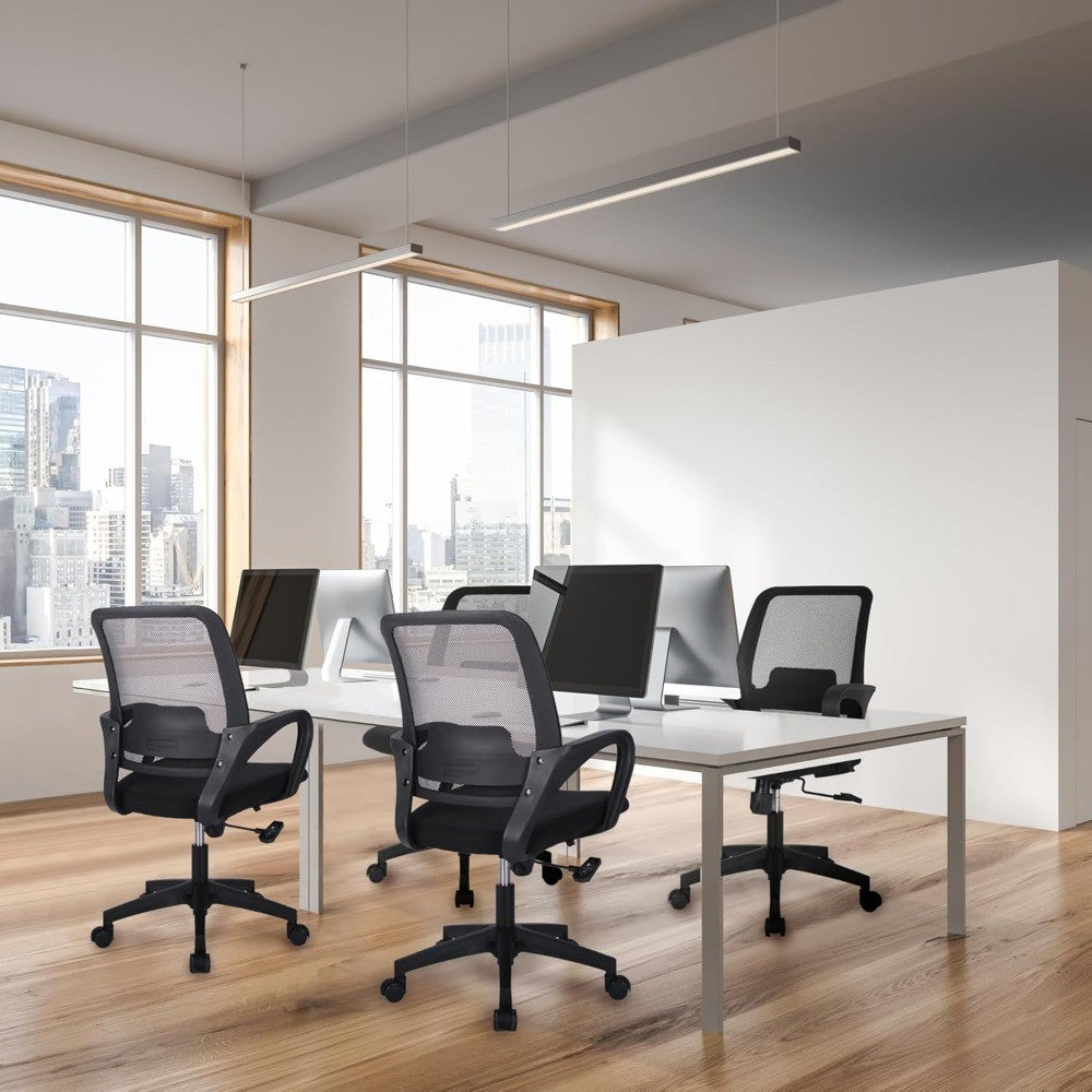 ergonomic mesh office chair with adjustable height, lumbar support, and swivel wheels for comfortable use
