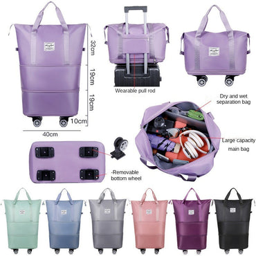 Mala expansível com rodízio universal Grande capacidade de armazenamento para separação de itens secos e molhados Bolsa de viagem e fitness leve